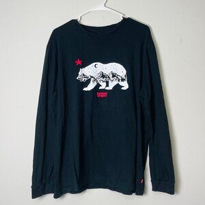 Levi's California Bear Graphic Long Sleeve T-Shirt Men's XXL Black Streetwear‎